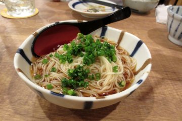 Soumen (cold wheat flour noodles) with plum wasabi to finish off the meal