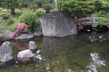 <p>The ornamental bridge over the garden pond</p>