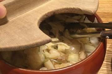 Burdock and ginger pickles which aid digestion