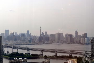 Part of Rainbow Bridge and Tokyo Tower in the background