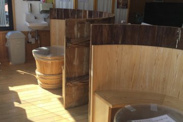 Wood vat booths.