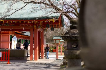 At the entrance to the shrine, visitors purify themselves before entering