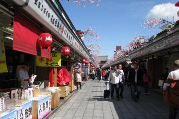 Asakusa's Nakamise Street in spring