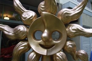 The iconic sun face in the garden