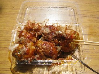 Takoyaki with the filling of octopus