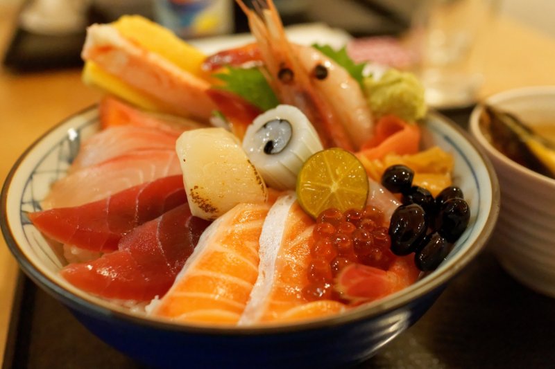 Kaisen-don, seafood on a bed of rice