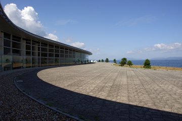 The museum faces out to the beautiful views of Lake Shinji