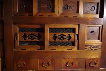 <p>Old wooden cabinet for kitchen wares</p>