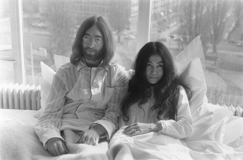 John Lennon and Yoko Ono's famous "Bed-in for Peace" in Amsterdam