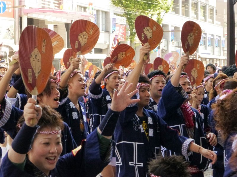 Revelers at the Fujisaki Hachimangu Shrine Festival