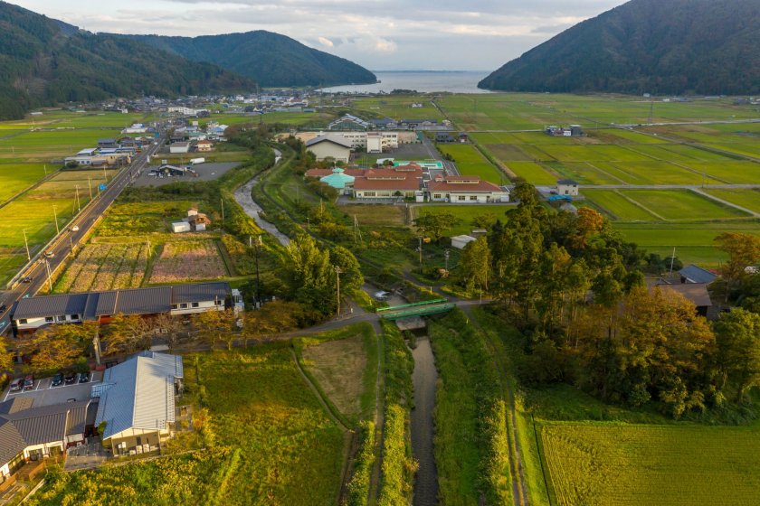 Aerial view over Nishiazaicho, Nagahama