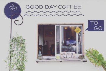 Okinawa's Good Day Coffee opens bright and early, and uses coffee beans from Byron Bay