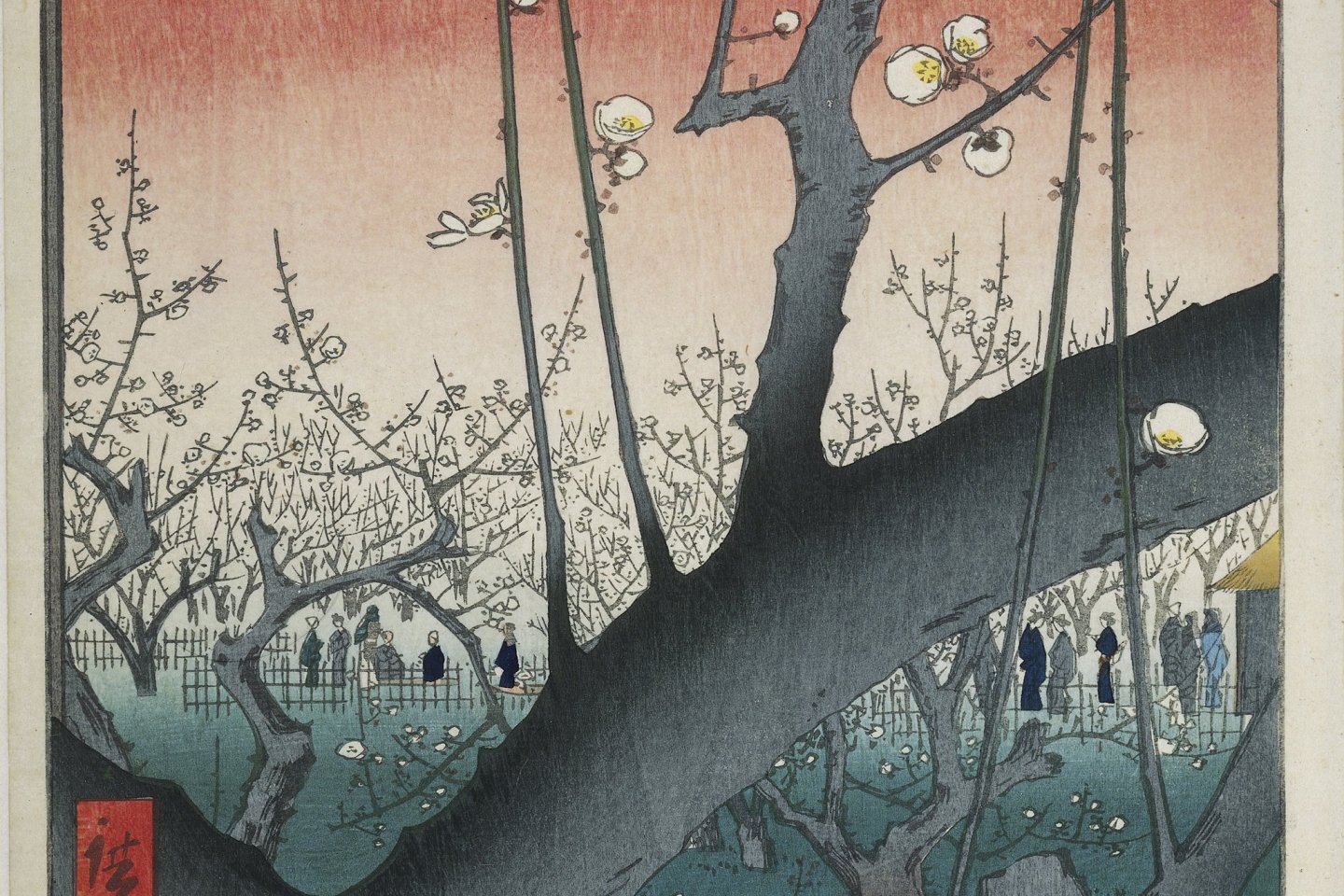 Hiroshige\'s Plum Park in Kameido (1857)