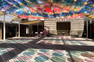 216 colorful umbrellas will decorate the terrace of the Karakoro Art Studio