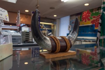 <p>A part of Oki&#39;s rich culture that you can check out in the shop (these are real bull horns)</p>