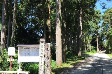 Walk down to the temple gate and across the road to access the Kumano Kodo pilgrimage trail