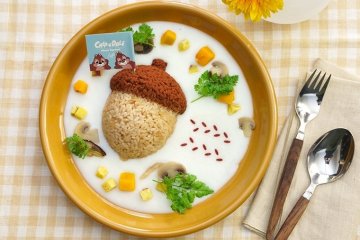 The acorn stew is adorably presented