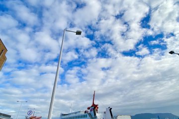 Takamatsu port and ferry