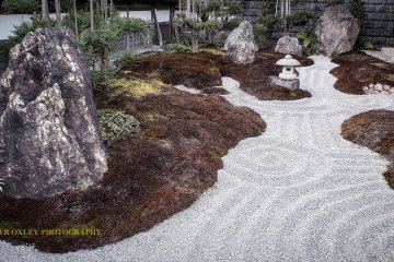 Zen sand garden signifying cosmic waves.