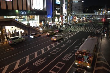 Zebra crossing in front of the South exit of JR Ueno Station. Gateway to Ameyoko Market