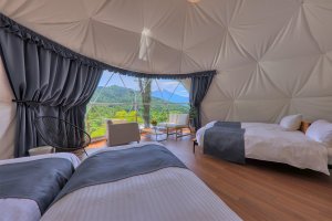 Some of the glamping tents can accommodate up to four guests