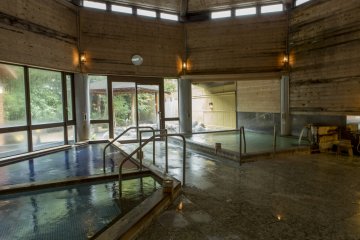 The men's onsen are perfect for relaxing after dinner