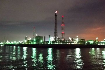 Illuminated factory landscape from Tokyo Bay