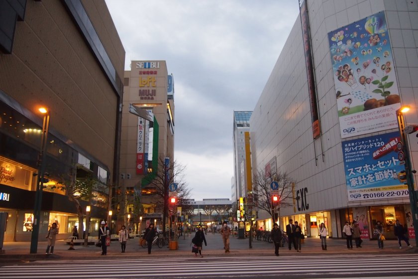 The main street connects directly to Asahikawa station.
