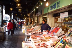 The Nijo Fish Market is relatively quiet on a Tuesday late morning.