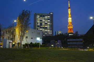 <p>Tokyo Tower in the evening as seen from nearby the Sengokuyama Hills Residence</p>