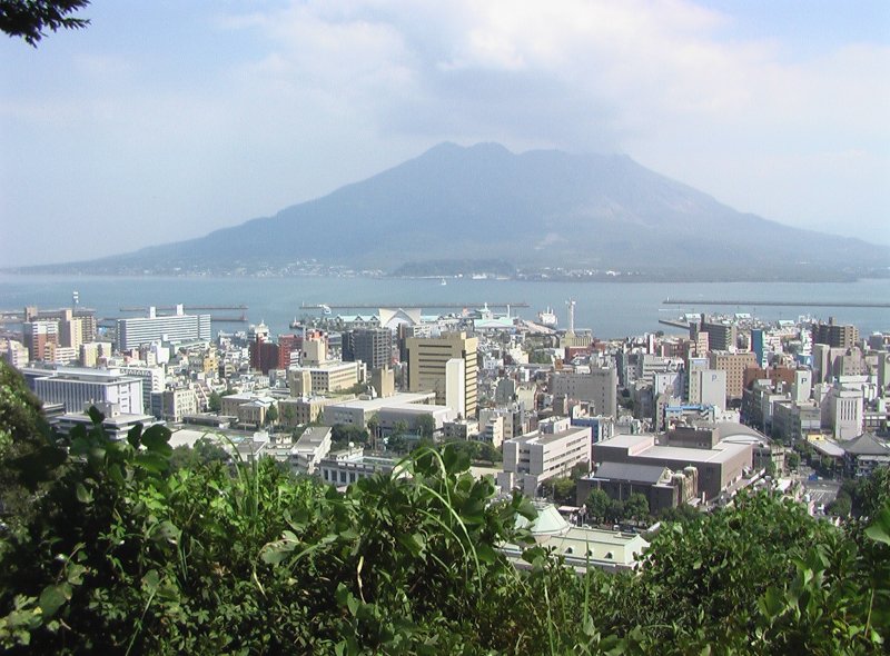 Sakurajima from the top of Shiroyama. Saigo might have seen this before he killed himself here