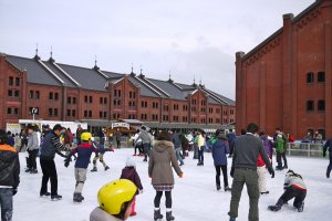 Outdoor ice-skating rink next to Yokohama red brick warehouse- 1