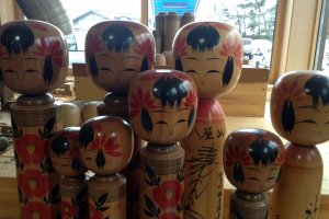 Some of the finished kokeshi dolls.&nbsp;