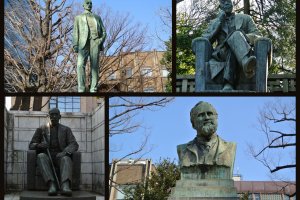 There are many bronze statues of scholars and ex-presidents on campus