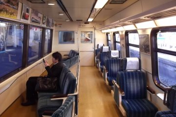 <p>Inside the train; the seats on the left will be facing the ocean as you travel down the coast</p>