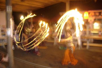 <p>Fire dancers do their thing at Carnival Beach</p>