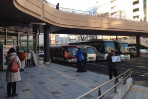 Bus pick up at Sendai Station.