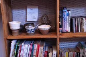 The library and ceramics 'shop'